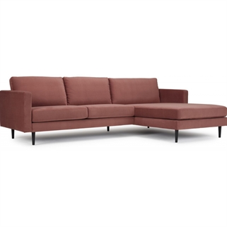 Lyon 3 personers sofa m. chaiselong | Rødt stof